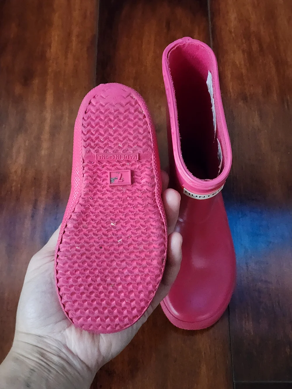 Hunter Original Kids Pink Rain Boots Girls Size 9 US Waterproof Rubber Wellies